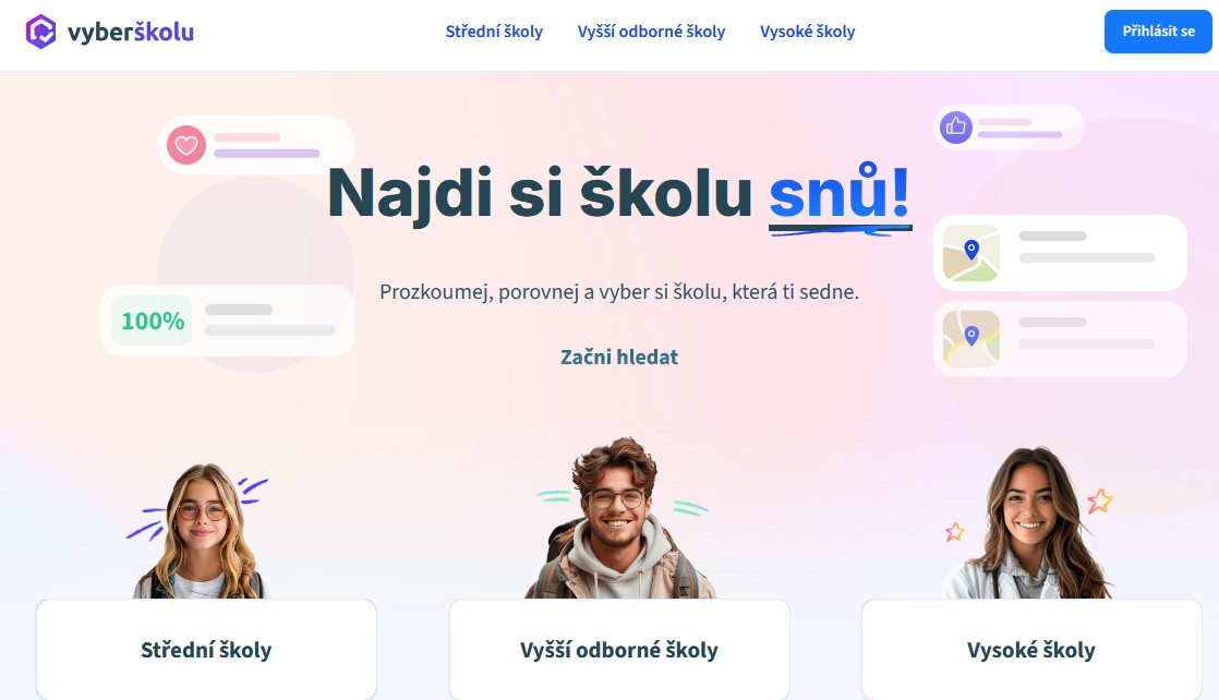 Webová platforma Vyber školu